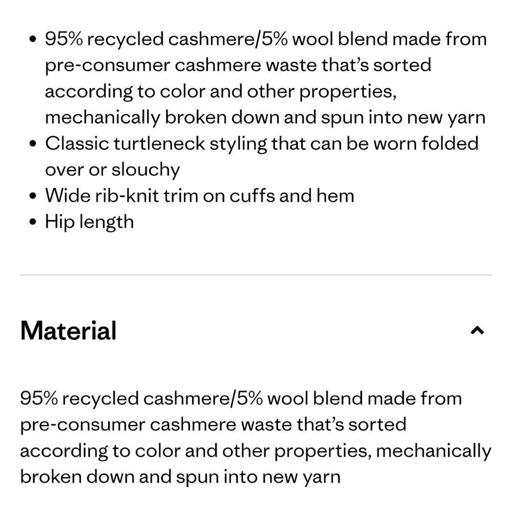 Patagonia women's recycled cashmere turtleneck sweater, med, ivory - Picture 6 of 6